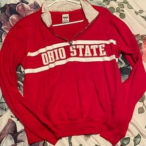 Red Ohio State Half Zip Pullover